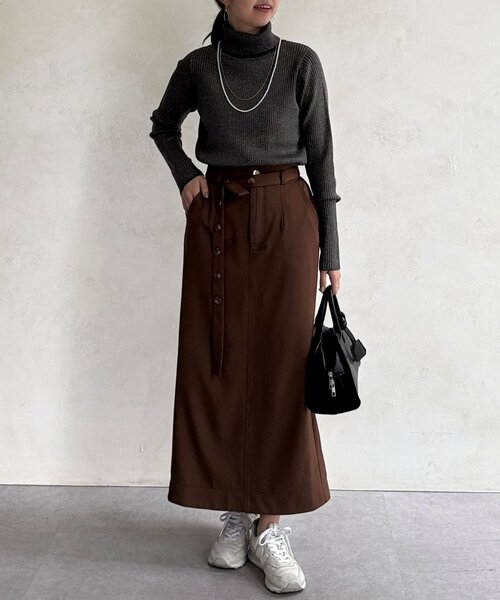 Chez toi（シェトワ）の「ベルト見えスカート（スカート・レディース・ブラウン/グリーン/ブラック・FREE）」の21枚目の写真