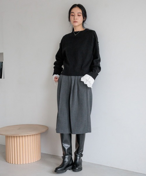 LOWRYS FARM（ローリーズファーム）の「キリカエショートプルオーバー　601950（Tシャツ/カットソー・レディース・ブラック/グレー/ブルー/ベージュ・FREE）」の7枚目の写真