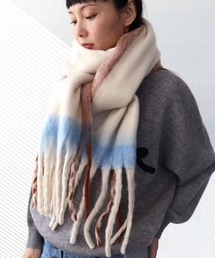 Three Four Time | フレーム配色フリンジマフラー(ストール/ショール)