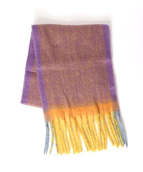 Three Four Time(スリーフォータイム)の「フレーム配色フリンジマフラー(ストール/ショール・レディース・ピンク系その他/ベージュ系その他/パープル系その他・FREE)」の12枚目の写真