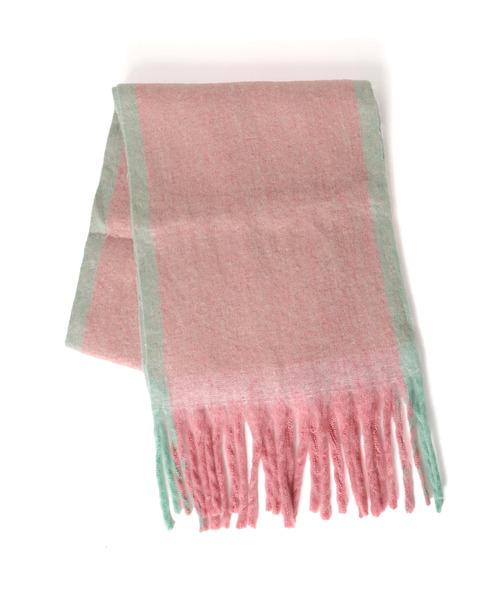 Three Four Time(スリーフォータイム)の「フレーム配色フリンジマフラー(ストール/ショール・レディース・ピンク系その他/ベージュ系その他/パープル系その他・FREE)」の14枚目の写真