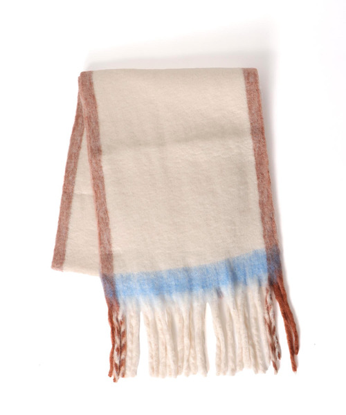 Three Four Time(スリーフォータイム)の「フレーム配色フリンジマフラー(ストール/ショール・レディース・ピンク系その他/ベージュ系その他/パープル系その他・FREE)」の10枚目の写真