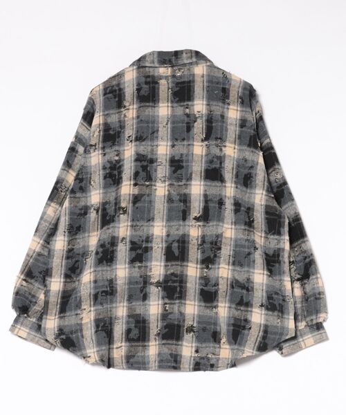 JUGLANS(ユグランス)の「【Revo./レヴォ】ダメージ加工グランジ ネルチェックシャツ(シャツ/ブラウス・メンズ・ネイビー/ブラック/ブラウン・L/M)」の4枚目の写真