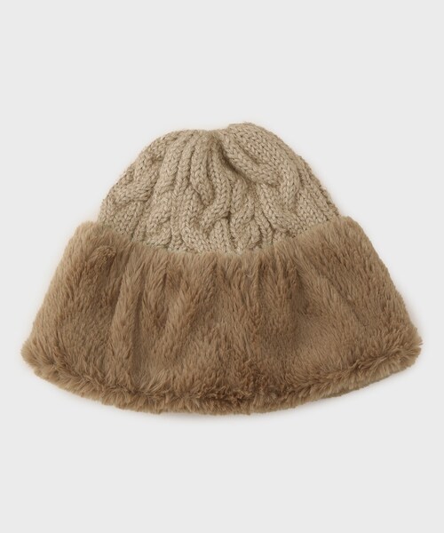 THE SHOP TK (ザ ショップ ティーケー )の「フェイクファートーク風スフレワッチ(ニットキャップ/ビーニー・レディース・ブラック/サンドベージュ/アイボリー・00)」の5枚目の写真