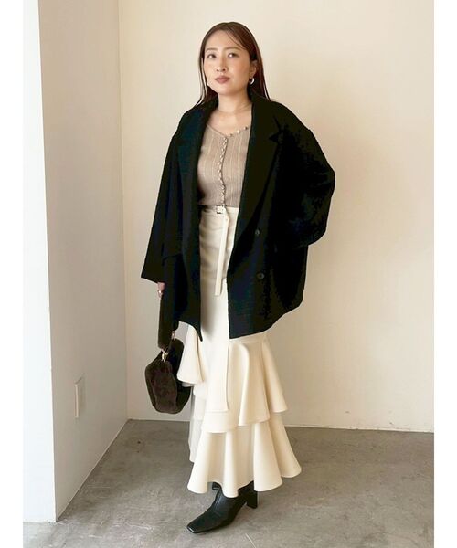 LAGUNAMOON（ラグナムーン）の「ボタンデザインニットセットアップ（ワンピース・レディース・ベージュ/ブラック/グレー・SMALL/MEDIUM）」の18枚目の写真