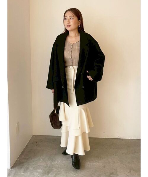 LAGUNAMOON（ラグナムーン）の「ボタンデザインニットセットアップ（ワンピース・レディース・ベージュ/ブラック/グレー・SMALL/MEDIUM）」の19枚目の写真