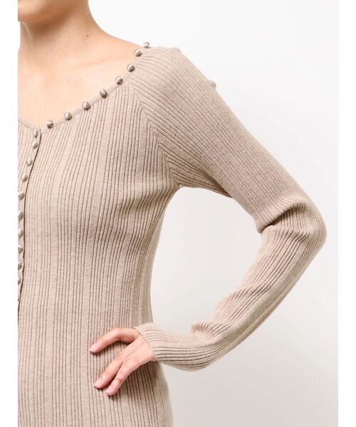 LAGUNAMOON（ラグナムーン）の「ボタンデザインニットセットアップ（ワンピース・レディース・ベージュ/ブラック/グレー・SMALL/MEDIUM）」の12枚目の写真