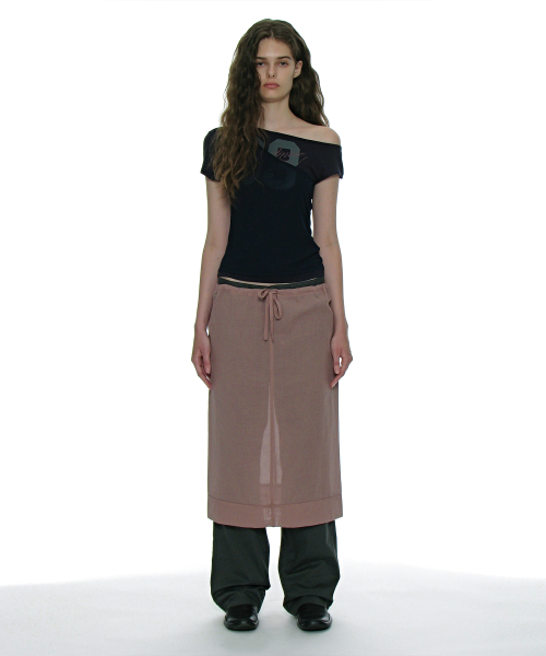 PARTIMENTO WOMEN(パルティメントウィメン)の「シアーミディスカート_パープルベージュ(スカート・レディース・その他・SMALL/MEDIUM)」の1枚目の写真