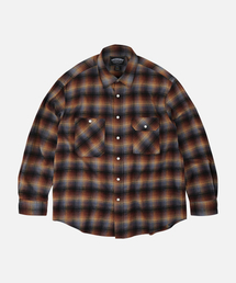 FLANNEL CHECK WORK SHIRT _ BROWN SKY
