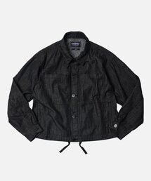 SHIRRING TRUCKER JACKET _ BLACK
