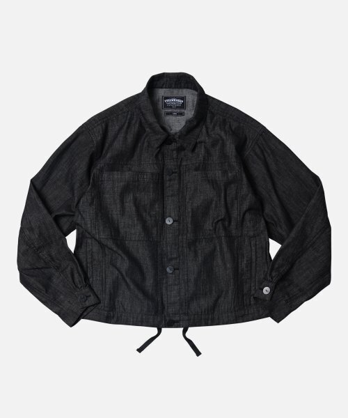 FRIZMWORKS(フリズムワークス)の「SHIRRING TRUCKER JACKET _ BLACK(デニムジャケット・メンズ・その他・MEDIUM/LARGE/X-LARGE)」の1枚目の写真