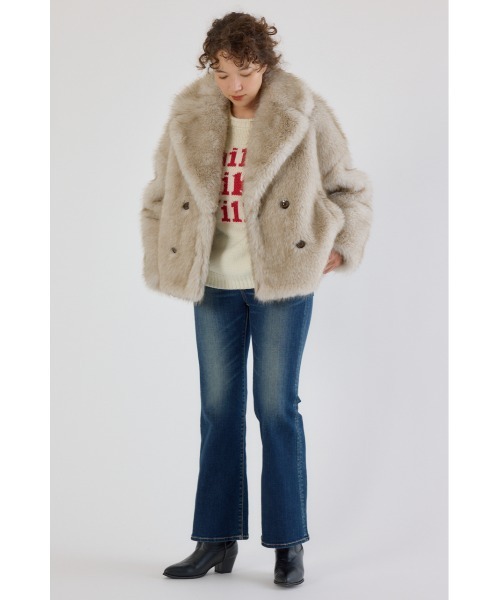 RODEO CROWNS WIDE BOWL(ロデオクラウンズワイドボウル)の「フェイクファーピーコート(ピーコート・レディース・アイボリー/ベージュ・FREE)」の7枚目の写真