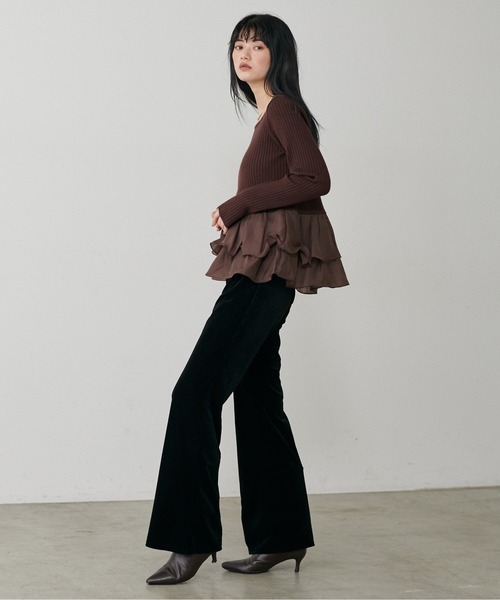 LARUTA（ラルータ）の「【LARUTA】美脚シルエットソフトベロアパンツ（その他パンツ・レディース・ブラック/ブラウン・MEDIUM/LARGE）」の9枚目の写真