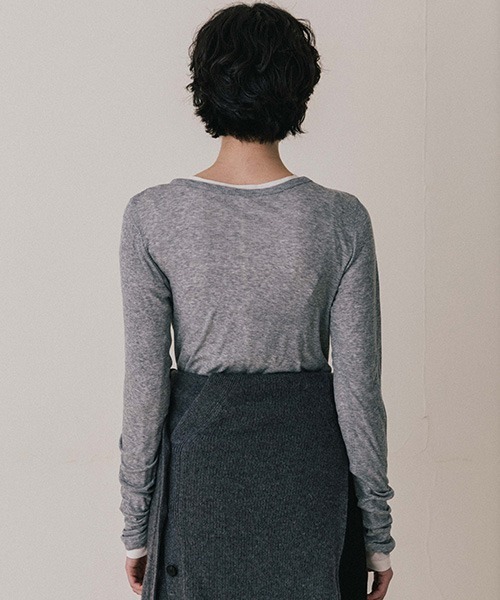CREDONA(クレドナ)の「HAMILTON KNIT CARDIGAN/ハミルトンニットカーディガン(カーディガン/ボレロ・レディース・グレー/アイボリー・FREE)」の21枚目の写真