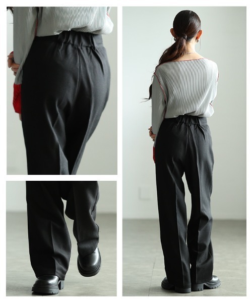 Sawa a la mode（サワアラモード）の「ハイウエストタックワイドパンツ（スラックス・レディース・レッド/ブラック・FREE）」の20枚目の写真