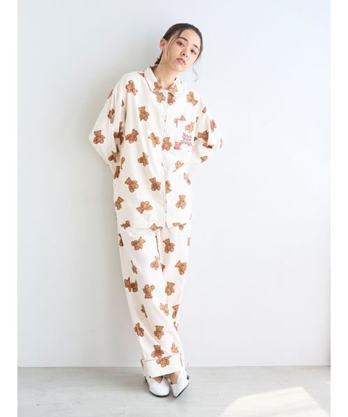 HOLIDAY】ベア柄ネルロングパンツ（ルームウェア/パジャマ）｜gelato