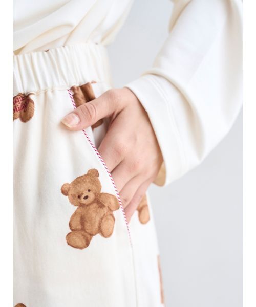 セール】【HOLIDAY】ベア柄ネルロングパンツ（ルームウェア/パジャマ