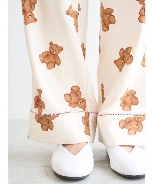 セール】【HOLIDAY】ベア柄ネルロングパンツ（ルームウェア/パジャマ