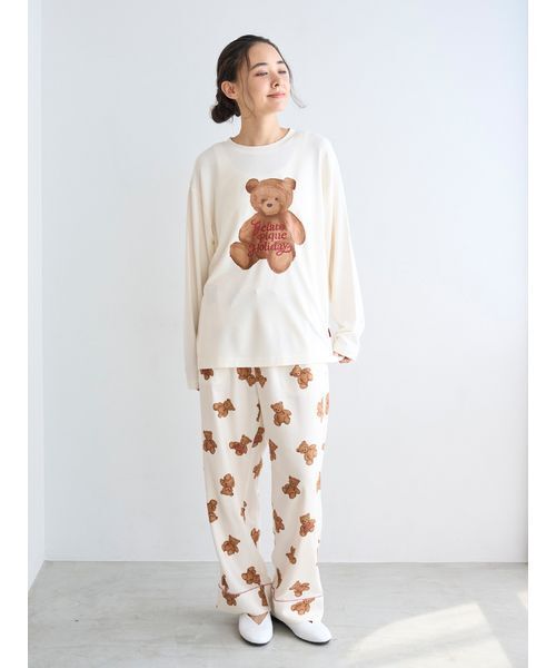 HOLIDAY】ベア柄ネルロングパンツ（ルームウェア/パジャマ）｜gelato