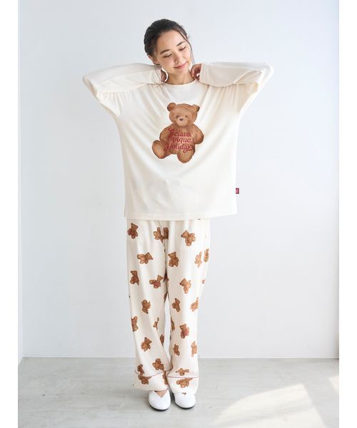 ジェラートピケ ボリス　パジャマ HOLIDAY】ベア柄ネルロングパンツ（ルームウェア/パジャマ）｜gelato