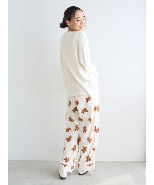 ジェラートピケ 【HOLIDAY】ベアワンポイントロンT&ベア柄ネルロングパンツ HOLIDAY】ベア柄ネルロングパンツ（ルームウェア/パジャマ）｜gelato