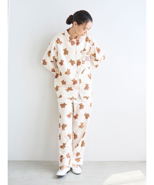 HOLIDAY】ベア柄ネルロングパンツ（ルームウェア/パジャマ）｜gelato