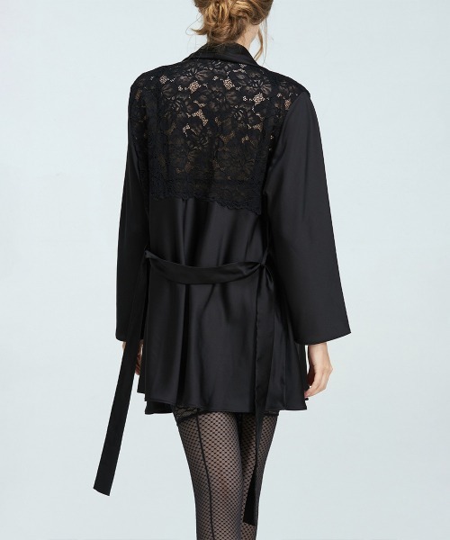 ANNEBRA（アンブラ）の「Melodie レースコンビガウン（ガウン/バスローブ・レディース・ブラック/ホワイト・F）」の5枚目の写真
