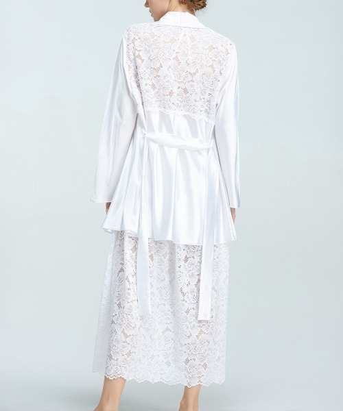 ANNEBRA（アンブラ）の「Melodie レースコンビガウン（ガウン/バスローブ・レディース・ブラック/ホワイト・F）」の7枚目の写真