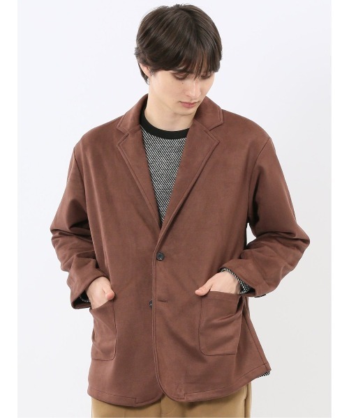 m.f.editorial(エムエフエディトリアル)の「【ストレッチ ややゆったり】m.f.エディトリアルメンズ 起毛 2ボタン ジャケット(テーラードジャケット・メンズ・ライトグレー/ダークウッド・MEDIUM/LARGE/X-LARGE)」の1枚目の写真