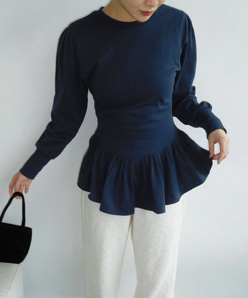 EDIT. FOR LULU（エディットフォールル）の「angielala LULU  ペプラムスウェット（Tシャツ/カットソー・レディース・チャコールグレー/ネイビー・FREE）」の2枚目の写真