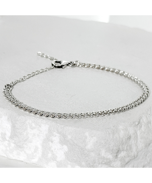 セール】[SV925]クラシックフラットチェーンブレスレット-シルバー
