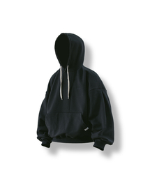 Valley Tuck Sweat Balloon Hoodie - Black