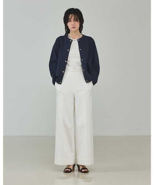 qualite(カリテ)の「ダブルフェイスニットカーデ/オフィスカジュアル/羽織り/春服(シャツ/ブラウス・レディース・ネイビー/オフホワイト・フリー)」の12枚目の写真