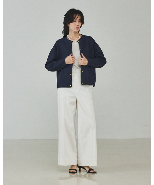 qualite(カリテ)の「ダブルフェイスニットカーデ/オフィスカジュアル/羽織り/春服(シャツ/ブラウス・レディース・ネイビー/オフホワイト・フリー)」の13枚目の写真