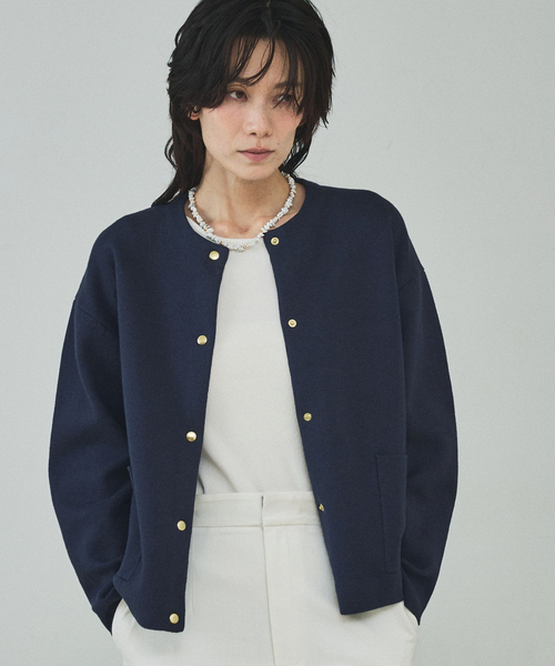 qualite(カリテ)の「ダブルフェイスニットカーデ/オフィスカジュアル/羽織り/春服(シャツ/ブラウス・レディース・ネイビー/オフホワイト・フリー)」の17枚目の写真