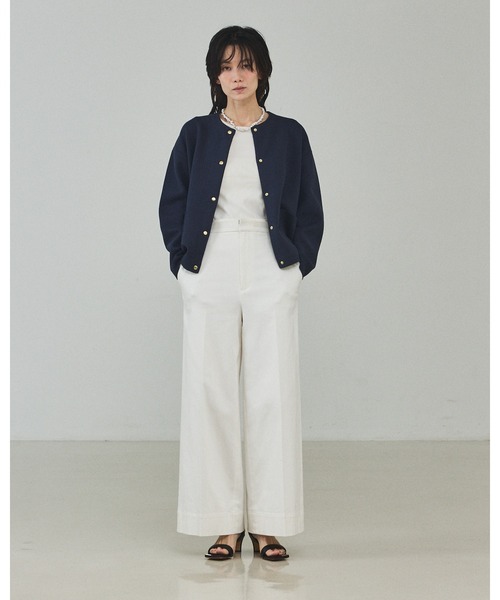 qualite(カリテ)の「ダブルフェイスニットカーデ/オフィスカジュアル/羽織り/春服(シャツ/ブラウス・レディース・ネイビー/オフホワイト・フリー)」の3枚目の写真