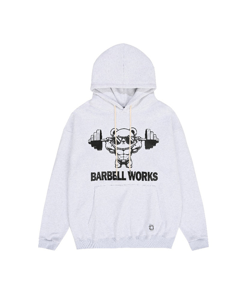 BARBELLWORKS（バーベルワークス）の「ベア起毛フードパーカー（パーカー・メンズ・ホワイト/ブラック/グレー・LARGE/X-LARGE）」の2枚目の写真