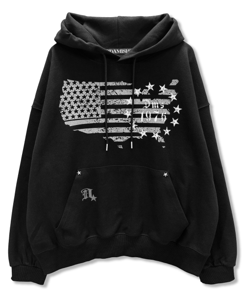 DAMISH(ダミシュ)の「アメリカフラッグヴィンテージスタッズフードパーカー_ブラック(パーカー・レディース・ブラック・FREE)」の2枚目の写真