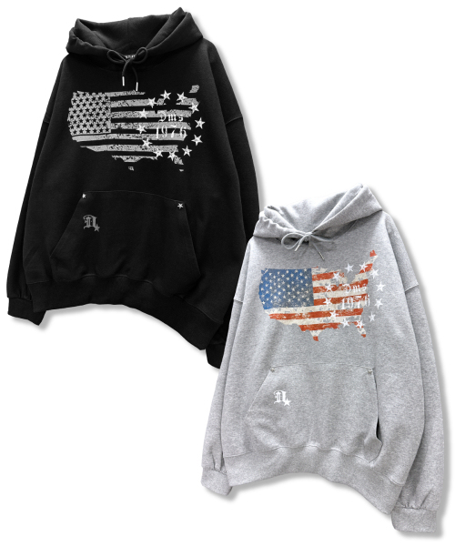DAMISH(ダミシュ)の「アメリカフラッグヴィンテージスタッズフードパーカー_ブラック(パーカー・レディース・ブラック・FREE)」の5枚目の写真
