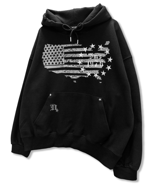 DAMISH(ダミシュ)の「アメリカフラッグヴィンテージスタッズフードパーカー_ブラック(パーカー・レディース・ブラック・FREE)」の6枚目の写真