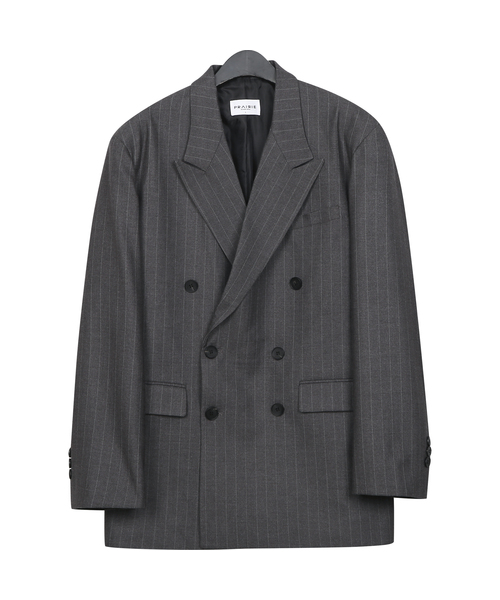 PRAIRIE(KR)(プレーリー)の「ストライプダブルブレザー(グレー)(テーラードジャケット・メンズ・その他・SMALL/MEDIUM/LARGE)」の1枚目の写真