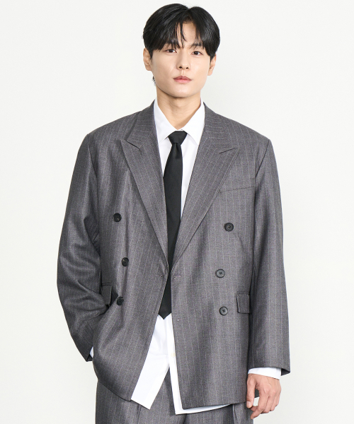 PRAIRIE(KR)(プレーリー)の「ストライプダブルブレザー(グレー)(テーラードジャケット・メンズ・その他・SMALL/MEDIUM/LARGE)」の6枚目の写真