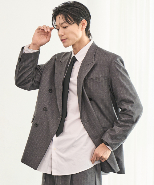 PRAIRIE(KR)(プレーリー)の「ストライプダブルブレザー(グレー)(テーラードジャケット・メンズ・その他・SMALL/MEDIUM/LARGE)」の5枚目の写真