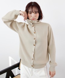 ボタンデザイン2WAYハイネックニット