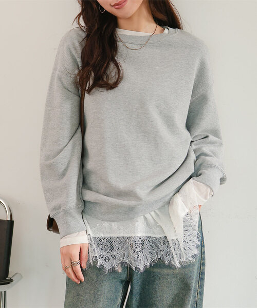 【新品】シーマリー 裾レースシアー長袖カットソー cccmalie シーマリー 裾レースシアー長袖カットソー