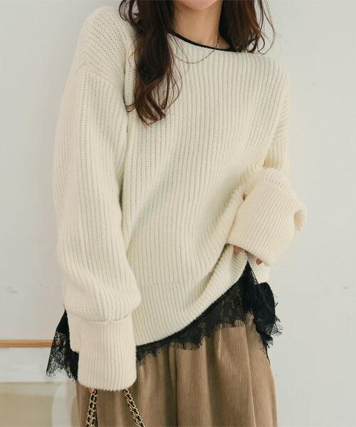 セール】裾レースシアートップス（Tシャツ/カットソー）｜KOBE LETTUCE