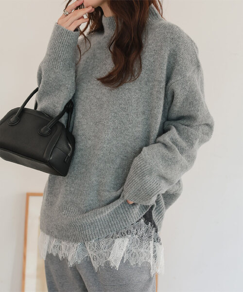 【新品】シーマリー 裾レースシアー長袖カットソー 裾レースシアートップス（Tシャツ/カットソー）｜KOBE LETTUCE