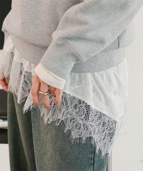 裾レースシアートップス（Tシャツ/カットソー）｜KOBE LETTUCE