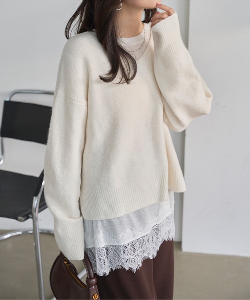 セール】裾レースシアートップス（Tシャツ/カットソー）｜KOBE LETTUCE