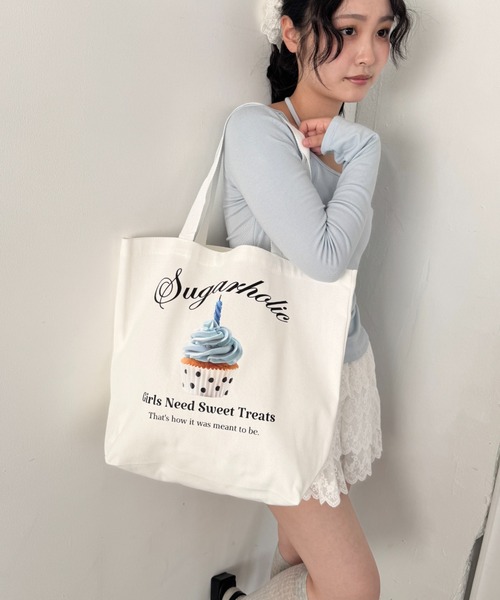 Loueme（ルエム）の「ファンシーカップケーキトートバッグ（トートバッグ・レディース・ナチュラル/ブラック/ホワイト・FREE）」の17枚目の写真